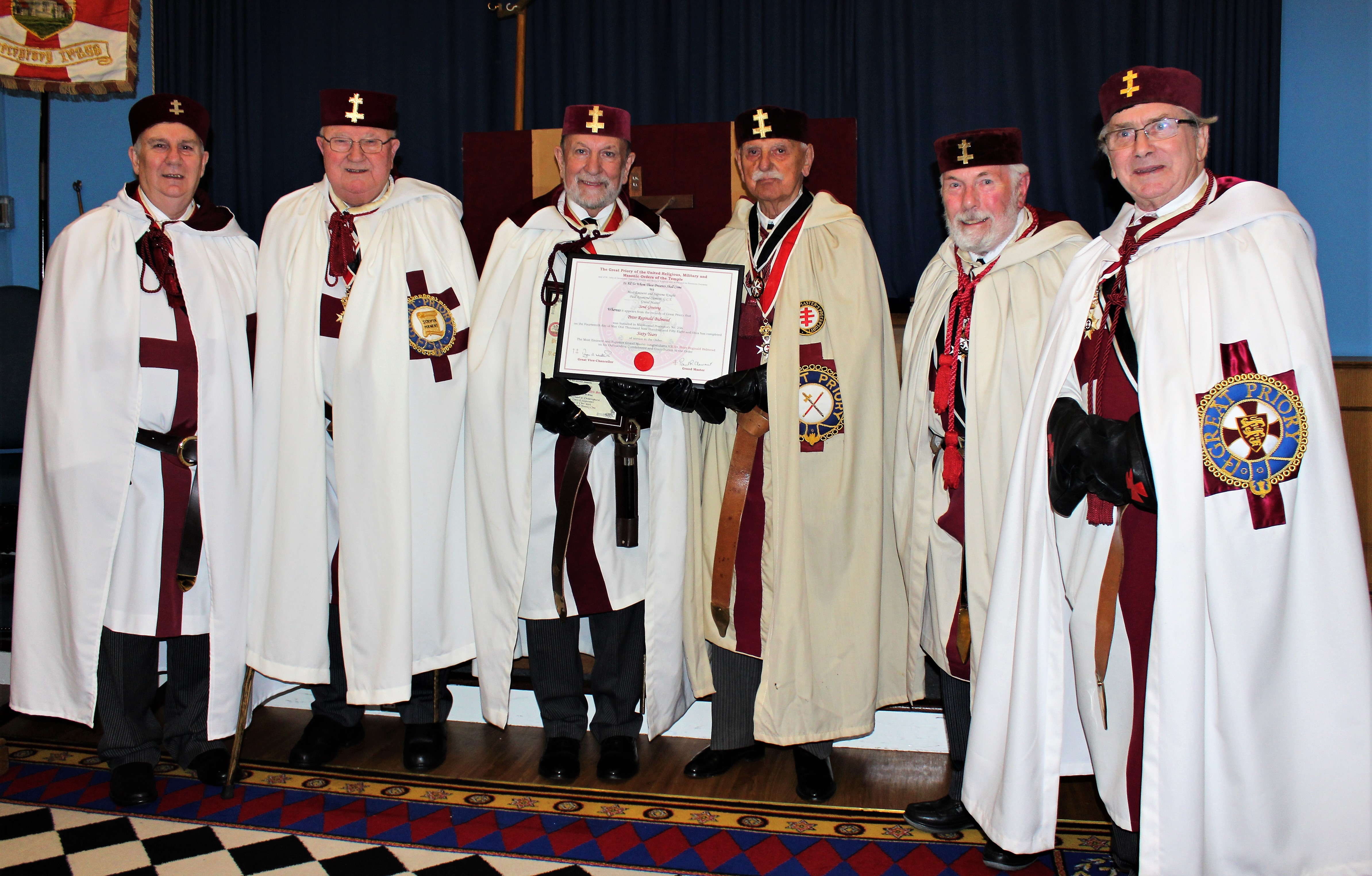 V.E.Kt. Peter Bidmead with the R.E. Provincial Prior and members of Maplestead