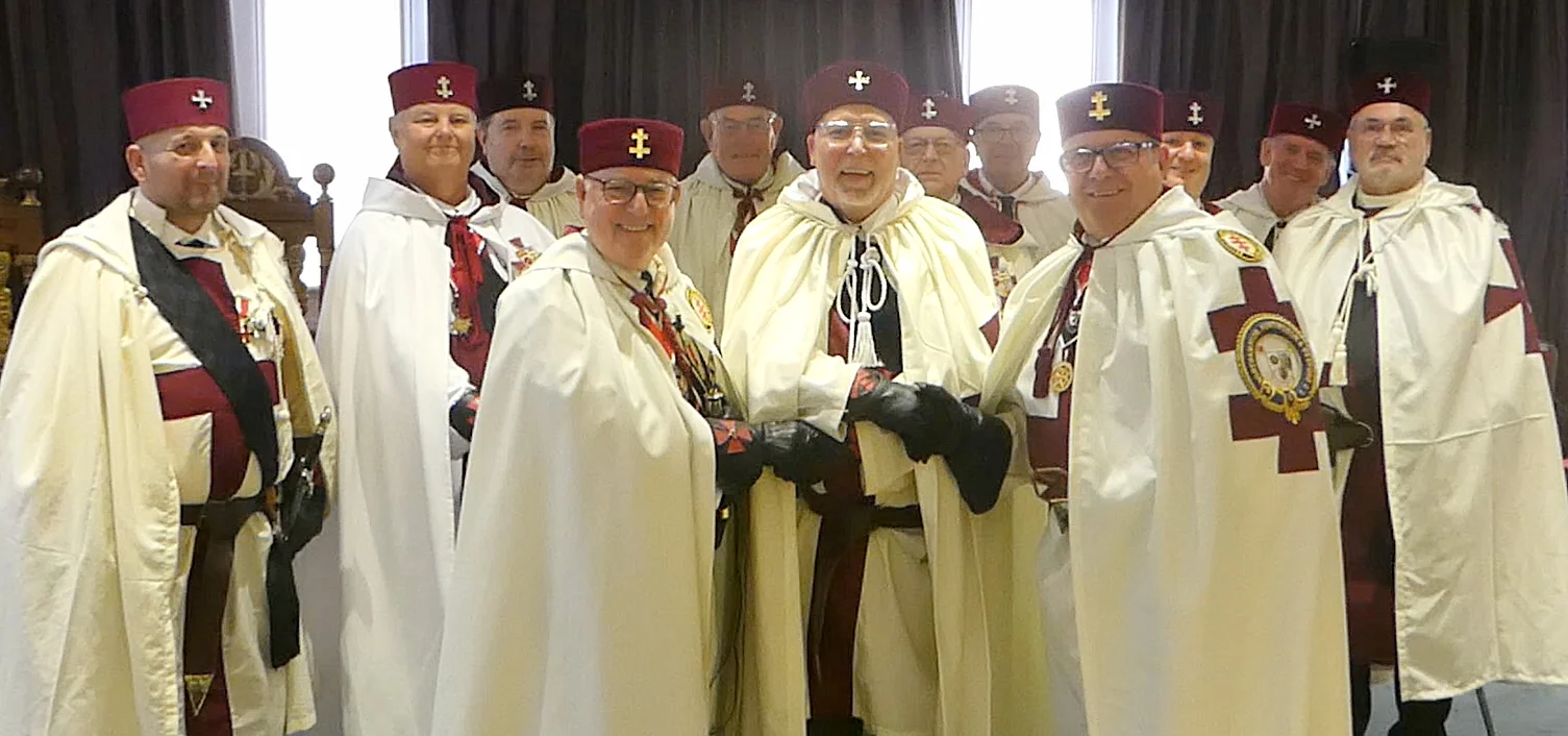 Prov. Prior receives the transfer of Kt. Paul Barry from Northants Bodyguard over to Essex Bodyguard